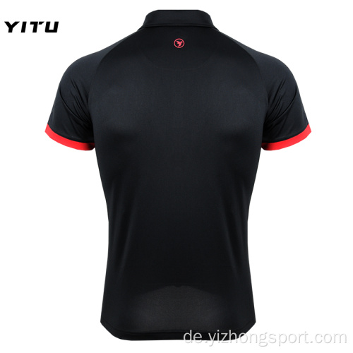 Feuchtigkeitstransportierendes Dry Fit Poloshirt aus schwarzem Polyester